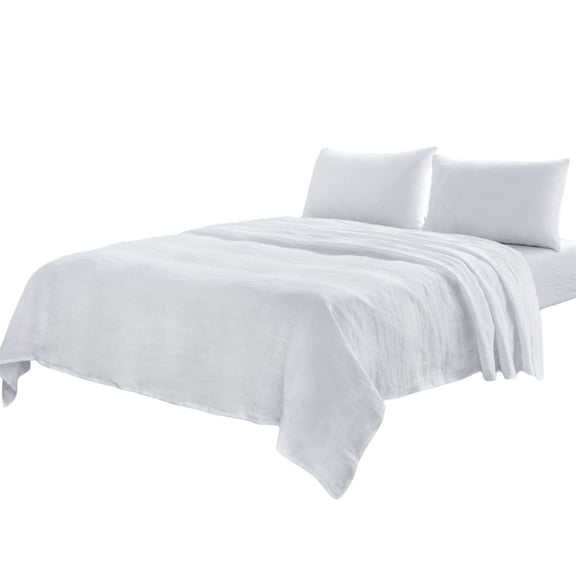 Four Piece Light Gray Linen Sheet Set