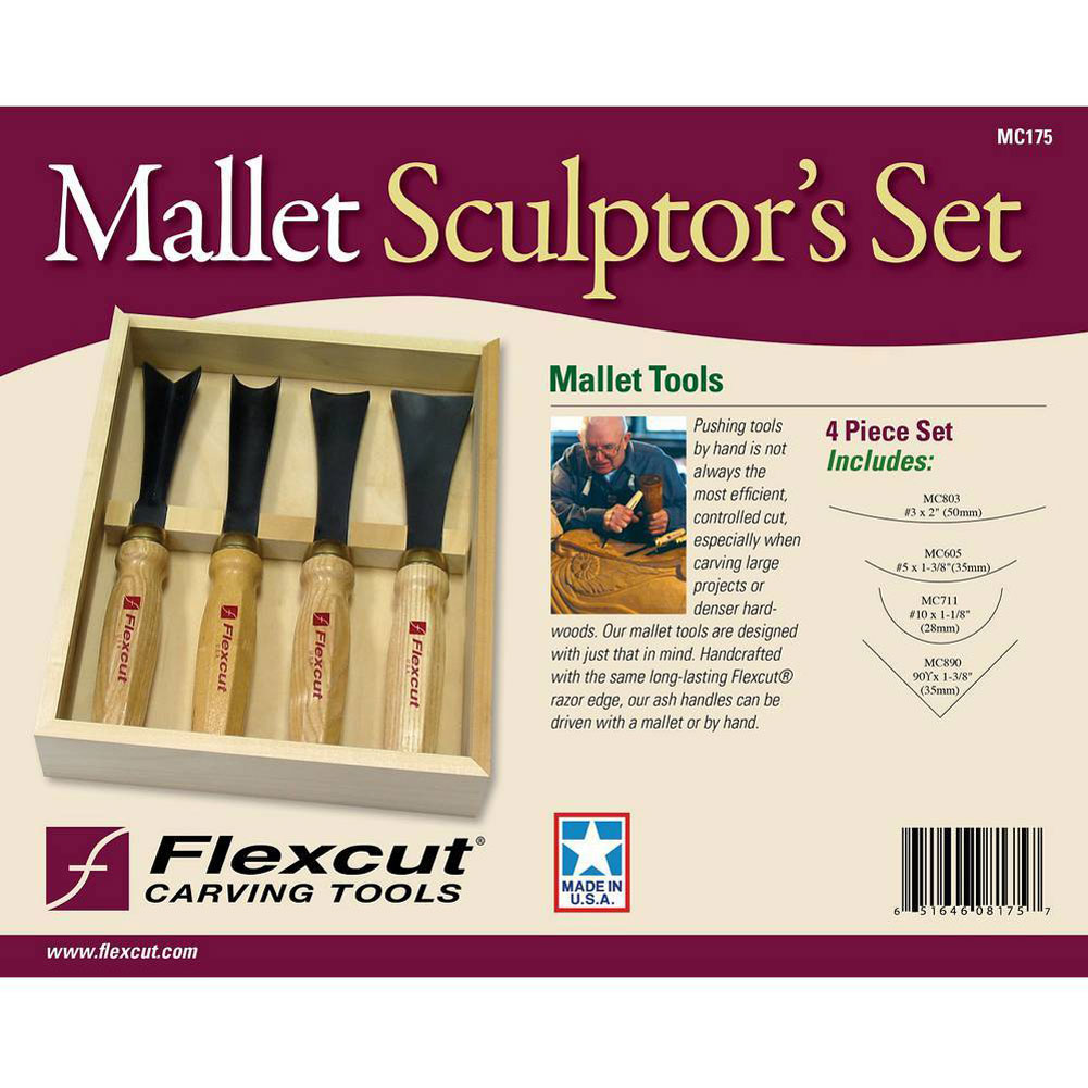 Flexcut - MC175 - Mallet Sculptor Set, 4 Piece - Wood Carving Tool Set