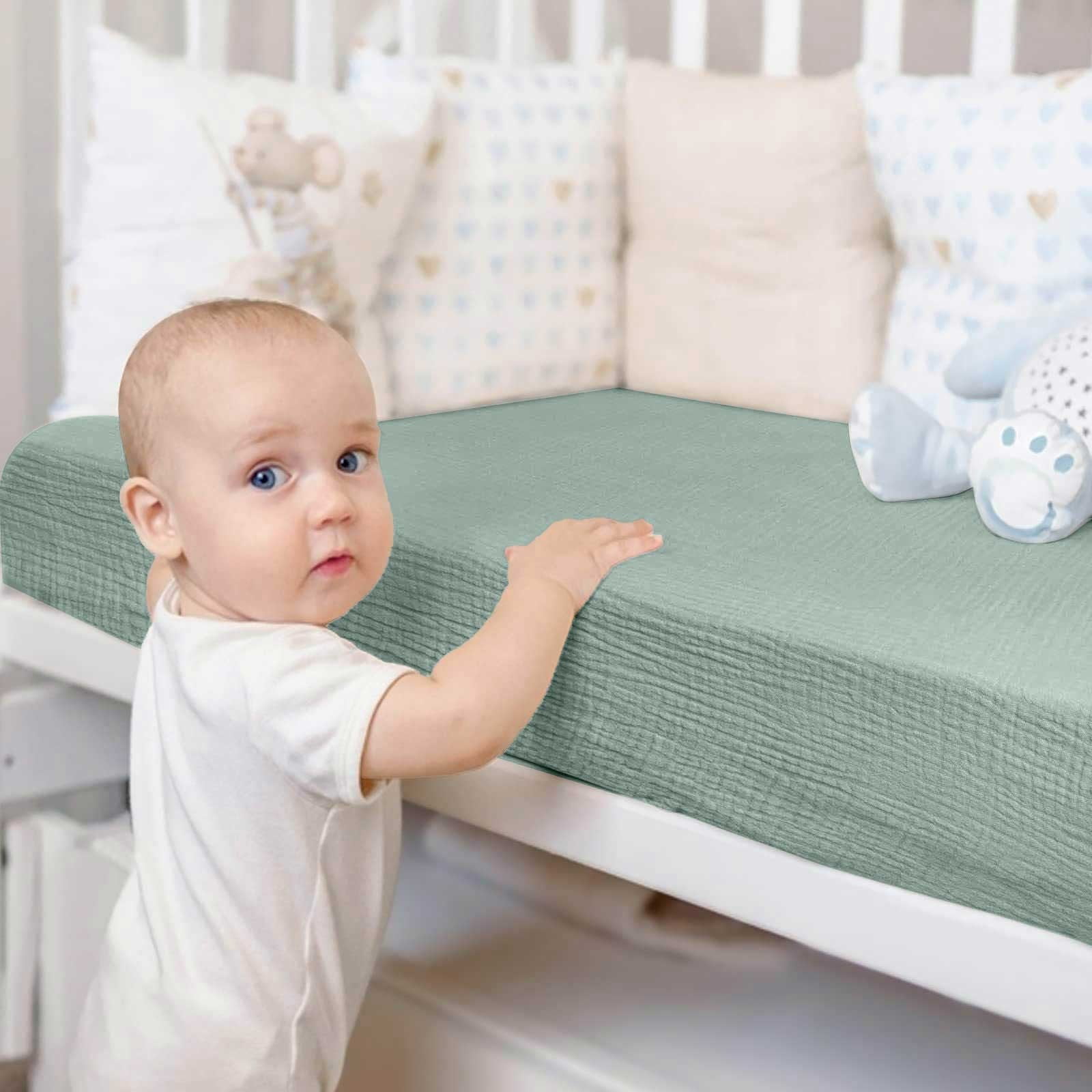Four-Piece Muslin Crib Set Soft Mattress Sheets Breathable Comfortable Nursery Bedding For Baby Boys Girls