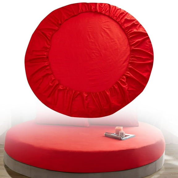 Four-Piece Set Four Pieces Beddings Cotton Solid Color Round Bed Sheet Red A