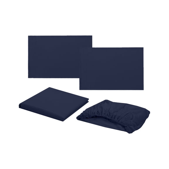 Four-Piece Set Four Pieces Beddings Navy Blue Queen