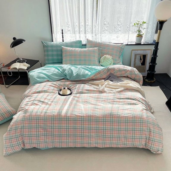 Four-Piece Yarn-Dyed Cotton Bedding Set - Soft, Breathable, and Durable for Comfortable Sleep