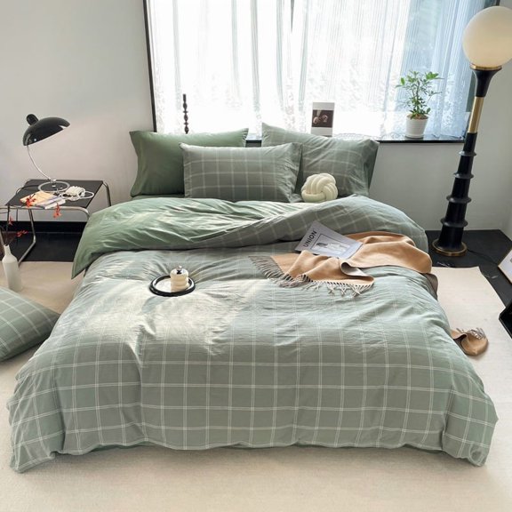 Four-Piece Yarn-Dyed Cotton Bedding Set - Soft, Breathable, and Durable for Comfortable Sleep