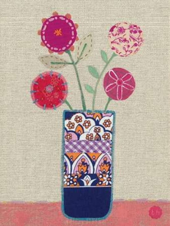 Four Pink Flowers Canvas Art - Bess Harding (18 x 24)