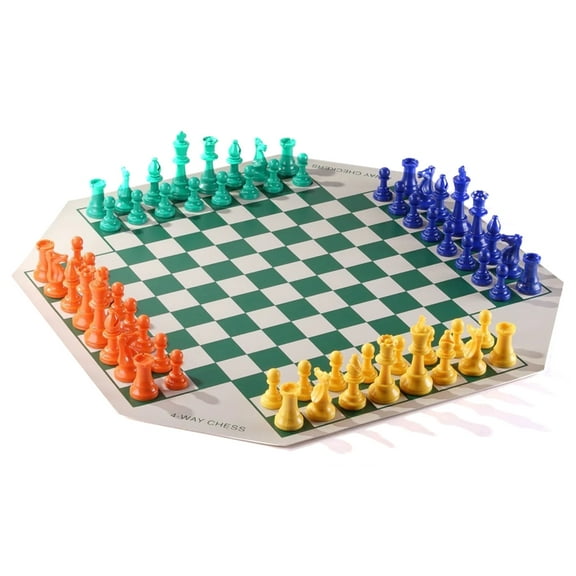 Four Player Chess Board Game Set Soft Folding Chess Board Plastic Medievals Chesses Travel Family Chess Game