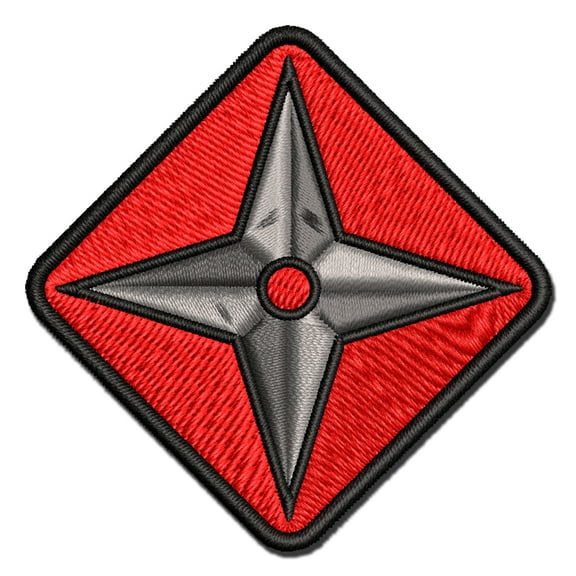 Four Point Ninja Star Applique Multi-Color Embroidered Iron-On Patch - 2.0 Inch Mini