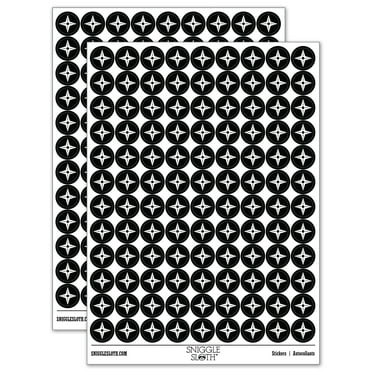 Four Point Ninja Star 200+ Round Stickers - Black - Gloss Finish - 0.50" Size
