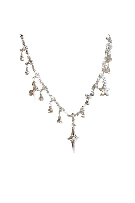Four Pointed Star Necklace Symbolizing Belief Commitment Alloy Jewelry Adjustable Pendant Neck Chain