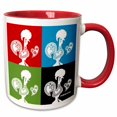 thumbnail image 1 of 3drose, Four Portuguese Roosters in Black, Red, Blue and Green Color, 11oz Two-tone Red Mug, 1 of 6