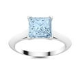 thumbnail image 1 of Four Prong Set 1.3 Ctw Square Aquamarine 925 Sterling Silver Solitaire Women Ring, 1 of 3