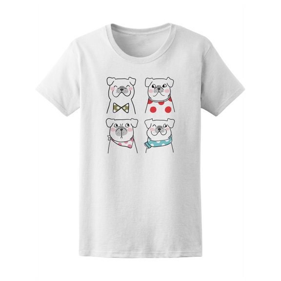 Four Pugs With Polka Dots T-Shirt Women -Image by Shutterstock, Female XX-Large