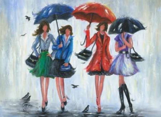 Four Rain Girls Canvas Art - Vicki Wade (20 x 28)