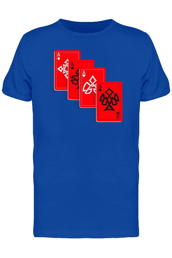 Four Red Playing Cards T-Shirt Men -Image by Shutterstock, Male Small