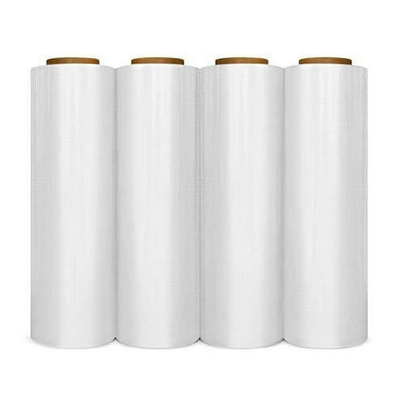 Four Rolls Plastic Film Shrink Pallet Stretch Wrap 18" x 1250' SQ' 80 Gauge