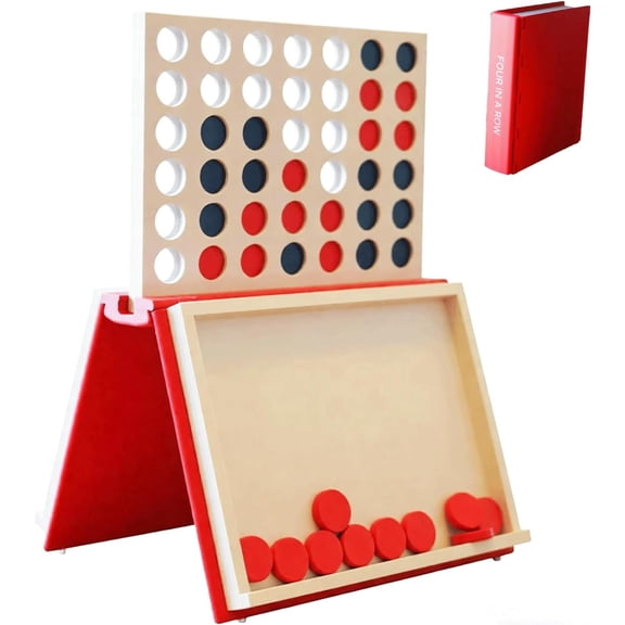 Four in a Row Game, Playbook'd Board Game, 3D Printed Magnetic Chess Set, Four in a Row, Sea Battle, Hangman, Portable Books Design Board Game for Adults