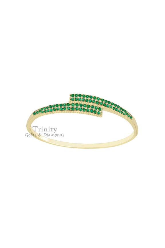 Four Row Gemstone Bangle, Cuff Bangle, Multi row Diamond Bangle, 14KT Gold Plated, Perfect Gift For Women.
