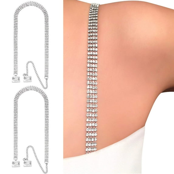Four Row (Silver) Rhinestone Dress Straps | by PIN STRAPS