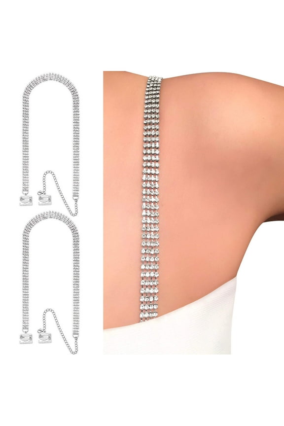 Four Row (Silver) Rhinestone Dress Straps | by PIN STRAPS