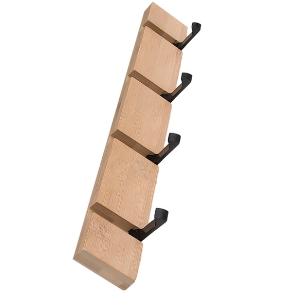 FENGGUIQU Wall Mounted Beige Bamboo Coat Hooks With And Hide Design For Home