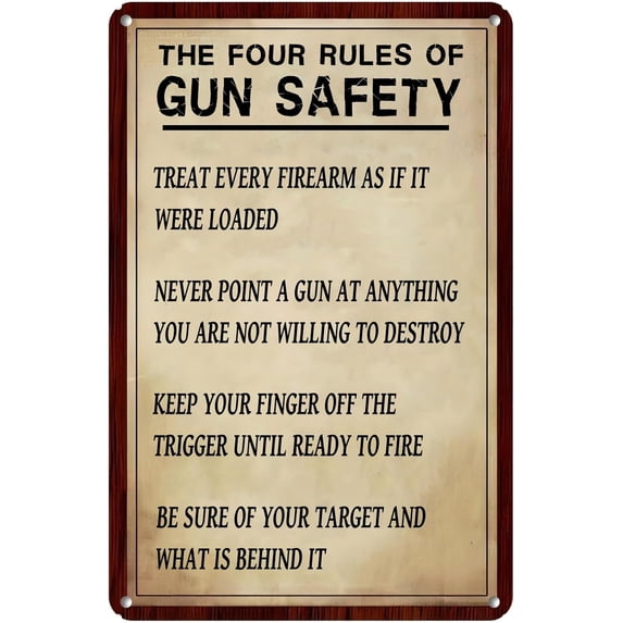 The Four Rules Of Gun Safety Antique Tin Signs,Treat Every Firearm As ...