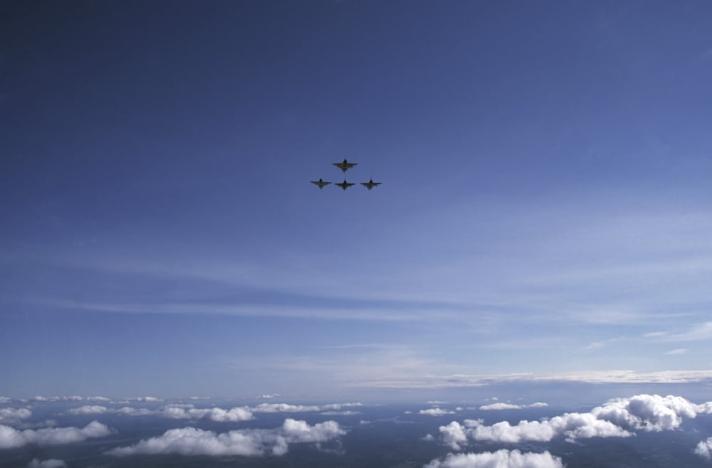 Four Saab 37 Viggen fighters of the Swedish Air Force Canvas Art - Daniel KarlssonStocktrek Images (18 x 12)