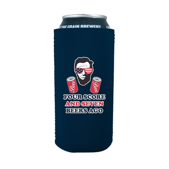 Four Score and Seven Beers Ago 16 oz. Can Coolie (Navy)