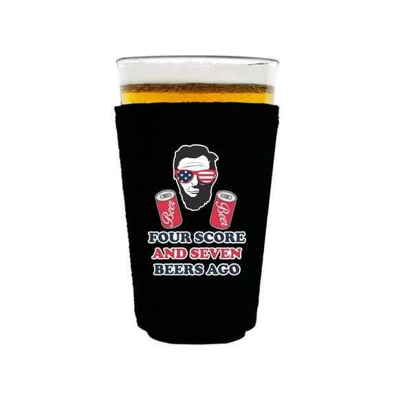 Four Score and Seven Beers Ago Pint Glass Coolie (Black)