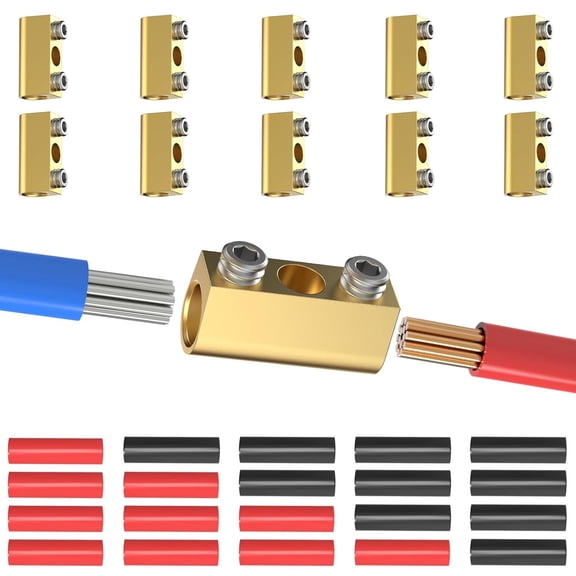 Four Screw Fixation Brasses Terminals Connectors with Welding Observation Hole for Secure Wire Bonding