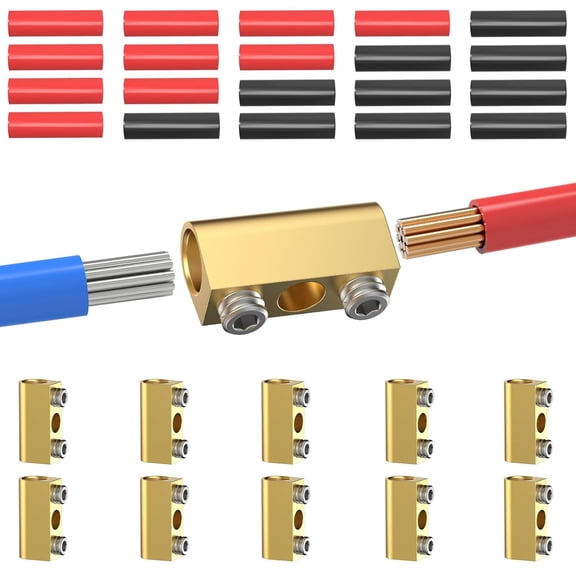 Four Screw Fixation Brasses Terminals Connectors with Welding Observation Hole for Secure Wire Bonding