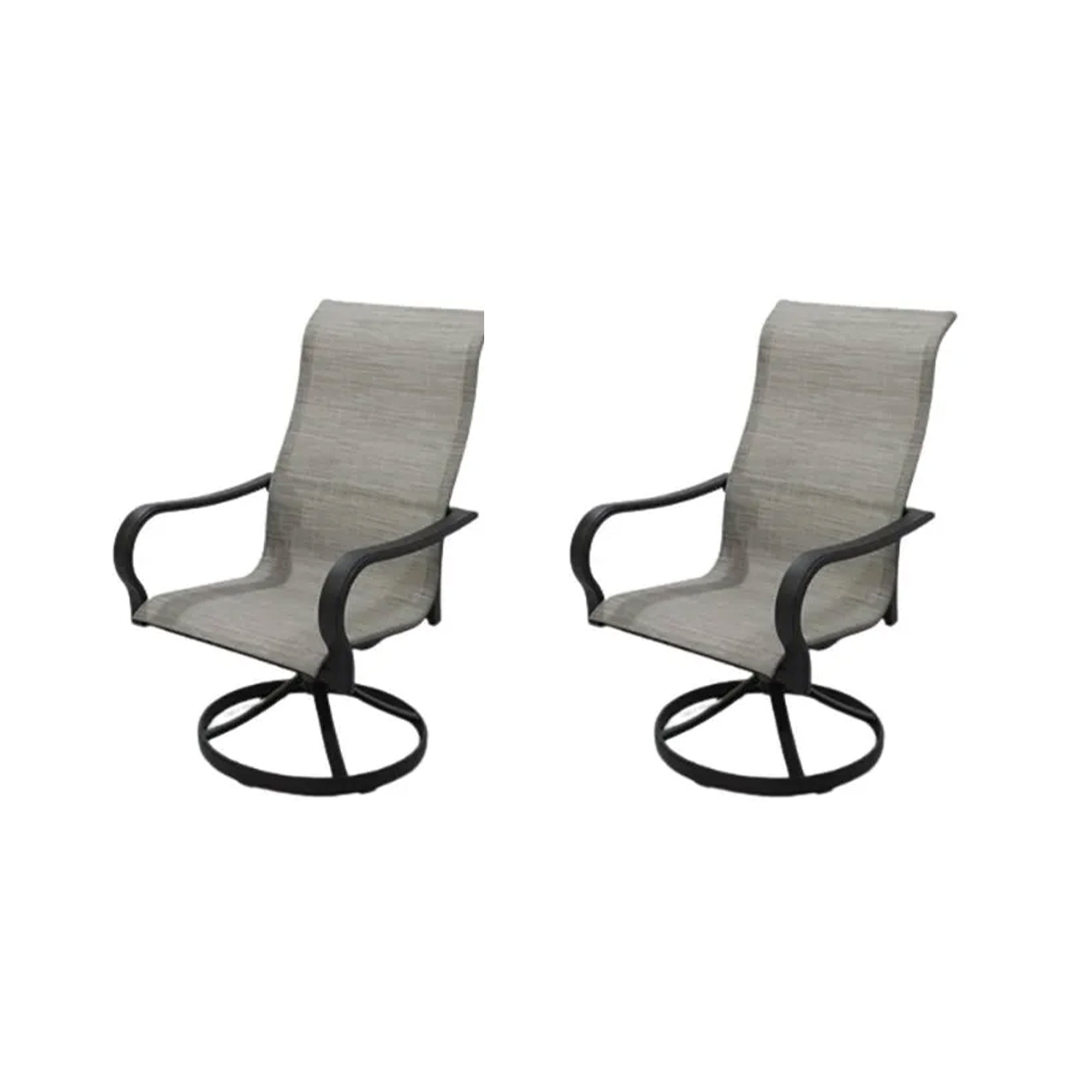 Gray Aluminum Sling Swivel Rocker Outdoor Dining Chair Set