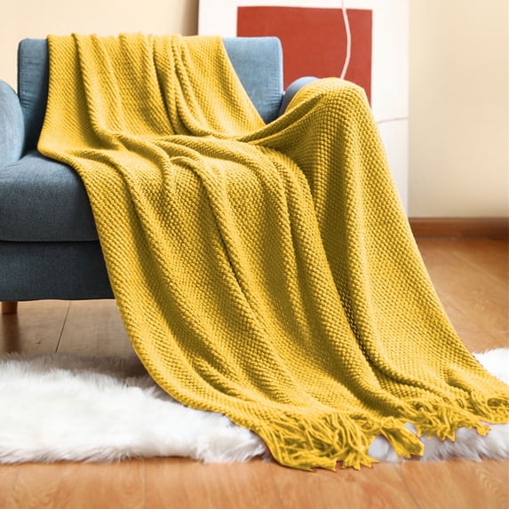 Four Season Lightweight Knitted Blanket - 50x72 Inch Warm & Breathable All-Weather Throw for Indoor/Outdoor Use, Picnics, Travel & Home Decor