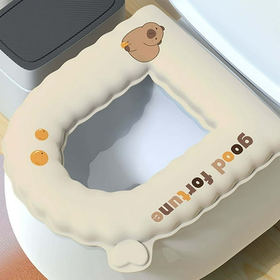 Four Season Toilet Seat Cushion, Toilet Seat With Warm And Washable Handle, Household Washable EVA Toilet Seat Cushion, High Elasticity to Fit for Round, U-Shaped And Rectangular Toilet Seats,40*38cm