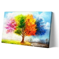 Four Season Tree Wall Art Painting Canvas Room Decoration for Home Print for Bathroom Poster Printing Vertical Artwork Wall Hanging Kitchen