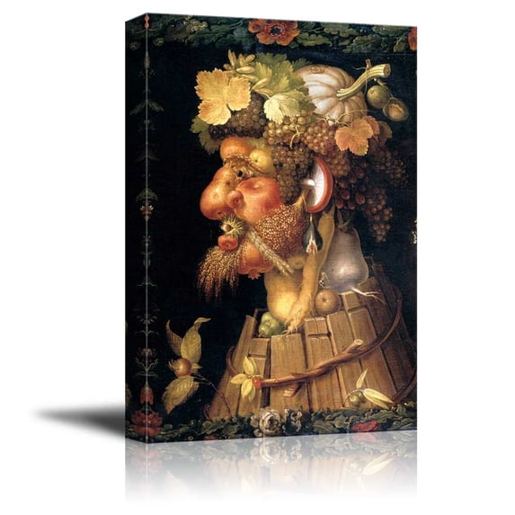 Four Seasons - Autumn by Giuseppe Arcimboldo - Canvas Wall Art Famous Fine Art Reproduction| World Famous Painting Replica on Wrapped Canvas Print Ready to Hang - 32" x 48"