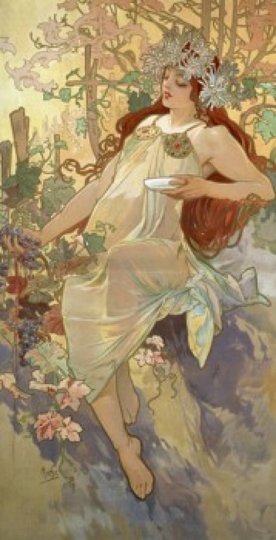 Four Seasons-Autumn Poster Alphonse Marie Mucha (1860-1939Czech) Bibliotheque Forney Canvas Art - Alphonse Marie Mucha (18 x 24)