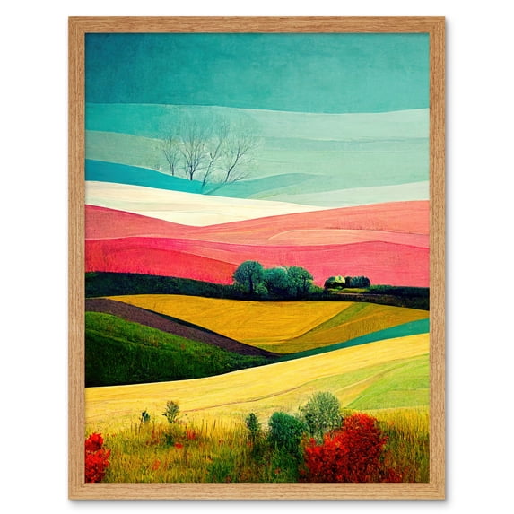 Four Seasons Colourful Modern Country Landscape Painting Art Print Framed Poster Wall Decor 12x16 inch