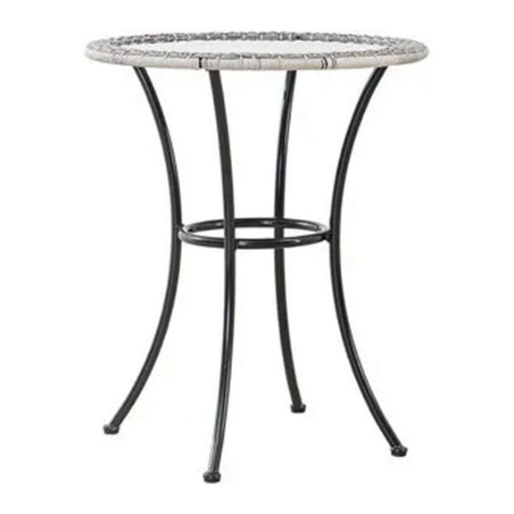 Four Seasons Courtyard 24 Inch Marbella Wicker Bistro Patio Table, Gray
