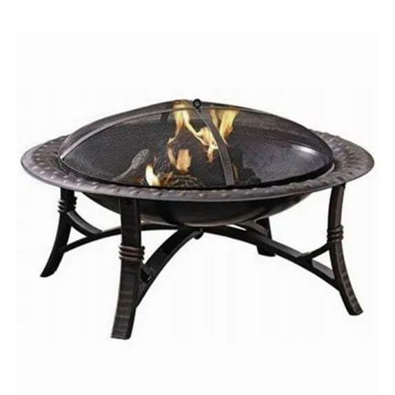 Four Seasons Courtyard 35" Round Wood Burning Fire Bowl w/Fire Grate, Black
