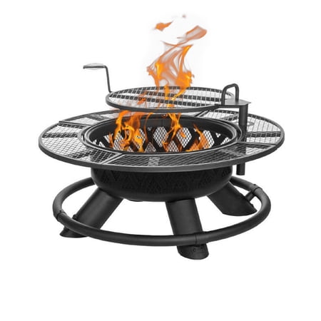 Four Seasons Courtyard 47" Ranch Deep Bowl Fire Pit w/Grill & Safety Ring