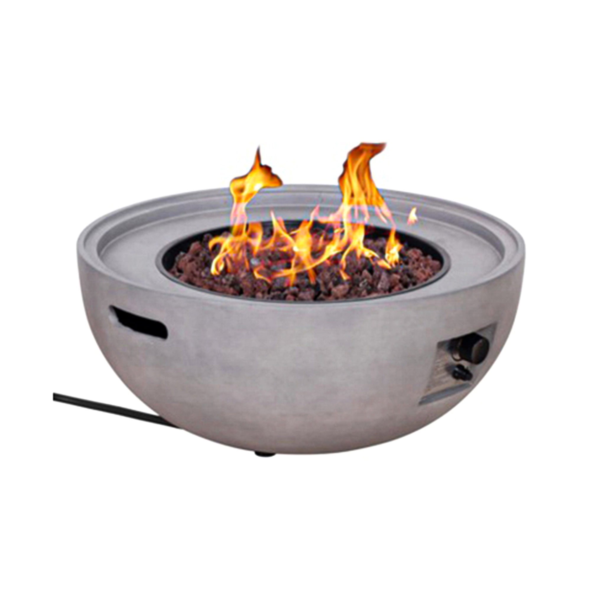 32-Inch Gray Concrete Round Outdoor Gas Fire Pit