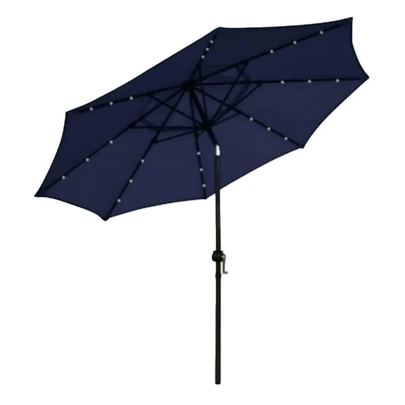 Four Seasons Courtyard 9’ Patio Market LED Umbrella with Steel Pole, Navy