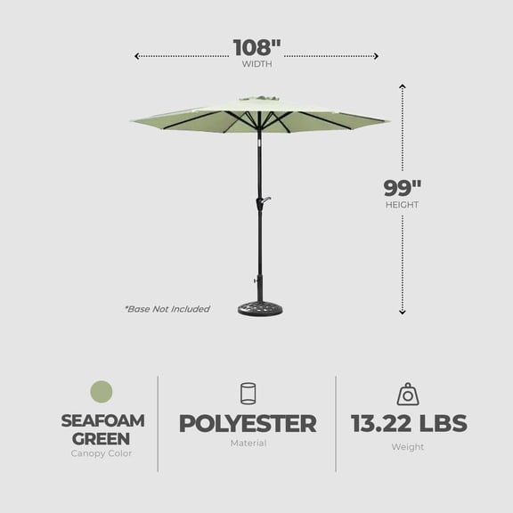 Four Seasons Courtyard 9' Polyester Patio Market Umbrella, Seafoam Green