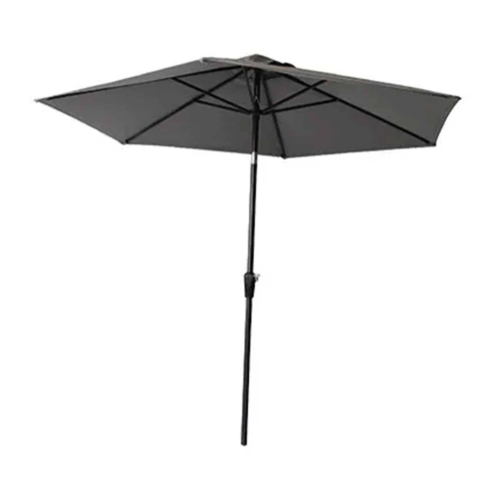 Gray and Brown Sling Fabric 9-Foot Outdoor Market Umbrella with Crank Tilt