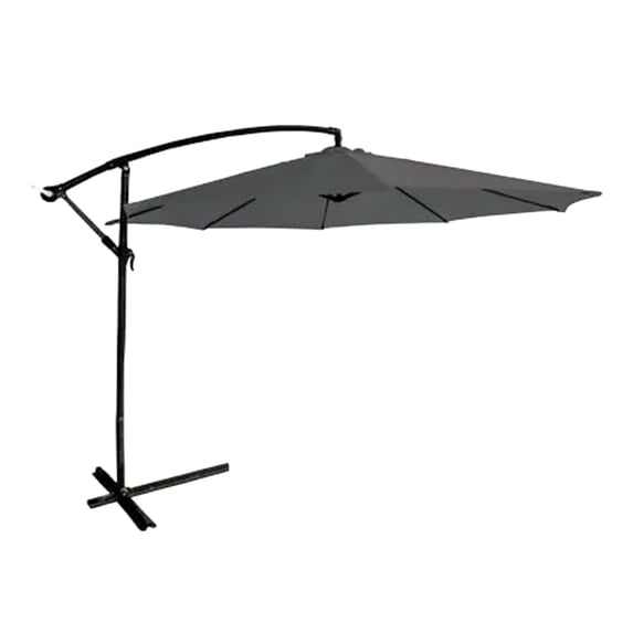 Four Seasons Courtyard 98" Charcoal Gray Solid Print Octagon Cantilever Patio Umbrellas, Stable