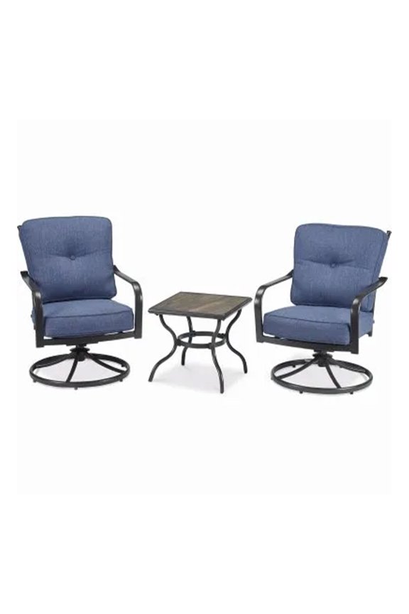 Beaumont 3 Piece Deep Seating Chat Set, Gray/Brown