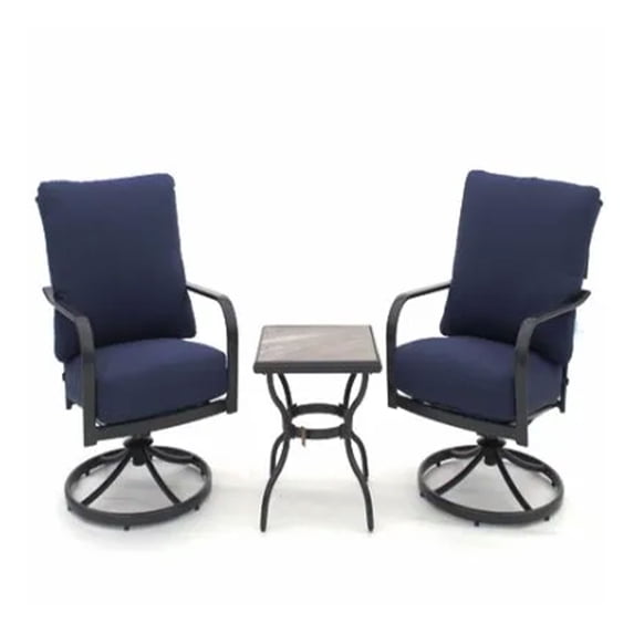 Four Seasons Courtyard Brookfield 3 Piece Deep Seating Patio Chat Set, Navy