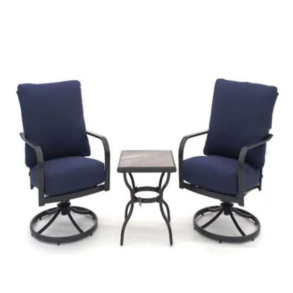 Four Seasons Courtyard Brookfield 3 Piece Deep Seating Patio Chat Set, Navy