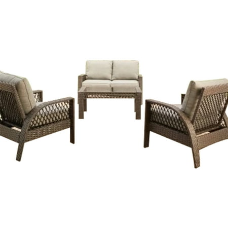 Four Seasons Courtyard Coral Bay 4 Piece Deep Seating Set with Patio Chairs