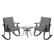 Four Seasons Courtyard Gramercy Steel 3 Piece Rocking Bistro Set, Gray