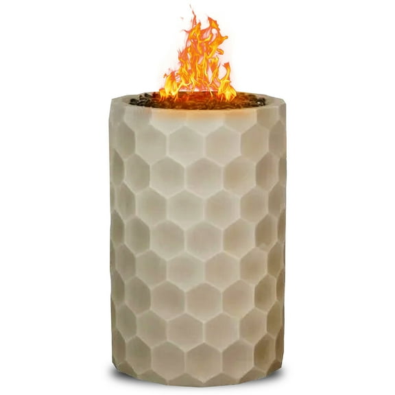 Four Seasons Courtyard Outdoor Gas Fire Pit with Honeycomb Stone Pattern